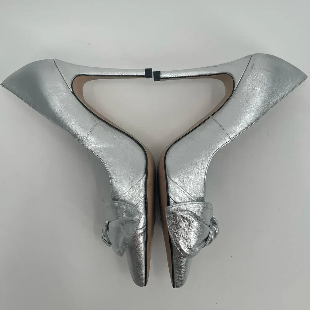 TED BAKER Ryal Heels Size 39 (US Size 9) Pump Silver Bow Metallic Feminine Bride